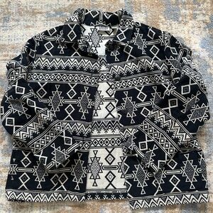 Vintage Black and White Geometric Pattern Jacket